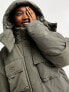 Фото #3 товара Weekday Attila padded parka with utility pockets in grey