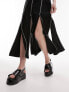 Фото #3 товара Topshop contrast stitch sleeveless midi dress with splits in black