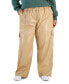 Фото #1 товара Trendy Plus Size Faux-Leather Wide-Leg Cargo Pants