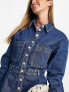 Фото #5 товара Dr Denim button through mini dress in dark wash blue