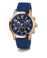 Men's Analog Blue Silicone Watch 44mm