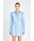 ფოტო #3 პროდუქტის Women's Stripe Power Shoulder Mini Dress