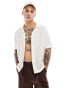 Фото #1 товара Hollister short sleeve pattern knit buttonthrough shirt in white/grey