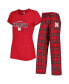 ფოტო #2 პროდუქტის Women's Scarlet, Black Nebraska Huskers Badge T-shirt and Flannel Pants Sleep Set