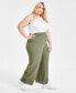 ფოტო #3 პროდუქტის Trendy Plus Size High Rise Cotton Gauze Wide-Leg Pants