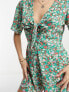 Wednesday's Girl bloom floral print playsuit in green