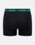 Calvin Klein cotton stretch wicking trunks 3 pack in black with coloured logo waistband