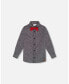 Big Boys Printed Pine Chambray Shirt With Bow Tie Gray