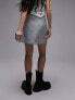 Фото #3 товара Topshop cracked leather look wrap mini skirt in marble