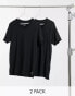 Jack & Jones – Essentials 2er-Pack - Schmal geschnittenes T-Shirt mit V-Ausschnitt in Schwarz