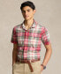 Men's Classic-Fit Madras Camp Shirt Cream/Red Multi, XL - фото #1