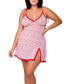 Фото #1 товара Plus Size Paris Embroidered Hearts Babydoll Chemise and Matching Heart Panty 2pc Lingerie Set