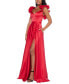 Фото #3 товара Juniors' V-Neck Ruffled Lace-Up Gown