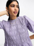 ASOS DESIGN cotton shirred mini smock dress with puff sleeve in lilac