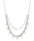 ფოტო #1 პროდუქტის Cultured Freshwater Pearl (6-1/2-7mm) Paperclip Link 18" Layered Necklace in Sterling Silver