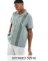 ASOS DESIGN short sleeve relaxed revere collar texture shirt in green grün, XS - Chest 36 - фото #1