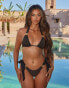 Фото #1 товара Moda Minx X Sophie Piper rhinestone mesh amour triangle bikini top in black