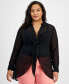 Trendy Plus Size Tie-Front Long-Sleeve Blouse, Created for Macy's