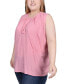 ფოტო #4 პროდუქტის Plus Size Sleeveless Swiss Dot Blouse