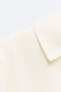Linen blend short blazer with padded shoulders