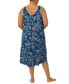 ფოტო #2 პროდუქტის Plus Size Printed Sleeveless Midi Nightgown