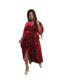 ფოტო #1 პროდუქტის Plus Size Velvet Tie Wrap Surplice Midi Dress