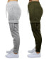 ფოტო #3 პროდუქტის Women's Heavyweight Loose Fit Fleece Lined Cargo Jogger Pants Set, 2 Pack