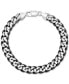 ფოტო #1 პროდუქტის Men's Curb Link Chain Bracelet in Sterling Silver & Black Ruthenium-Plate