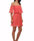 Фото #3 товара BCBGMAXAZRIA Womens Lace Pleated Cocktail Ruffled Mini Dress Solid Coral Size 2