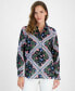 Фото #1 товара Women's Scarf-Print Cotton Button-Front Shirt