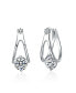 Фото #1 товара Sterling Silver White Gold Plated with 1.50ctw Lab Created Moissanite Solitaire Double Hoop Earrings