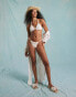 Miss Selfridge crochet tie side bikini bottom with faux shells in cream