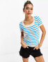 Y.A.S scoop neck t-shirt in blue stripe