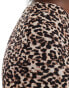 Pull&Bear straight leg trouser in leopard print Коричневый, 42 - фото #3