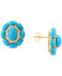 ფოტო #1 პროდუქტის EFFY® Turquoise & Diamond (1/6 ct. t.w.) Cluster Halo Stud Earrings in 14k Gold