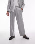 Topman wide leg linen blend suit trouser in grey