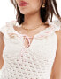 ASOS DESIGN knitted top with broderie trim in cream