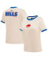 Women's Cream Distressed Buffalo Bills Retro Classic Ringer T-shirt