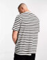 Another Influence drop shoulder stripe t-shirt in white & black