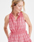 Women's Sleeveless Halter-Neck Cotton Midi Dress