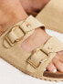 South Beach double band sandal with buckle in beige