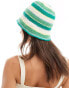 Mango crochet stripe bucket hat in green