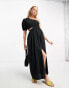 Фото #1 товара ASOS DESIGN linen one shoulder midi dress in black