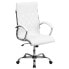 Фото #4 товара High Back Designer White Leather Executive Swivel Chair With Chrome Base And Arms