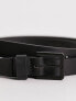 ASOS DESIGN real leather skinny belt with matte black buckle in black