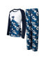 Women's Navy Penn State Nittany Lions Tinsel Ugly Sweater Long Sleeve T-shirt and Pants Sleep Set