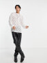 ASOS DESIGN long sleeve t-shirt in white lace with neck & sleeve detail