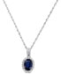 ფოტო #1 პროდუქტის Sapphire (7/8 ct. t.w.) & Diamond (1/10 ct. t.w.) Oval Halo Pendant Necklace in 14k White Gold, 16" + 2" extender