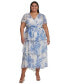 Фото #12 товара Plus Size Printed Tie-Waist Tiered Chiffon Dress