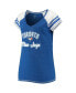 Фото #3 товара Women's Royal Toronto Blue Jays Curvy Colorblock Tri-Blend Raglan V-Neck T-shirt